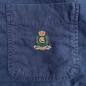 J- Vintage Chaps RL Embroidered Crest Navy Button Down Shirt - XL
