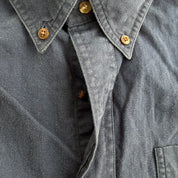 J- Vintage Chaps RL Embroidered Crest Navy Button Down Shirt - XL