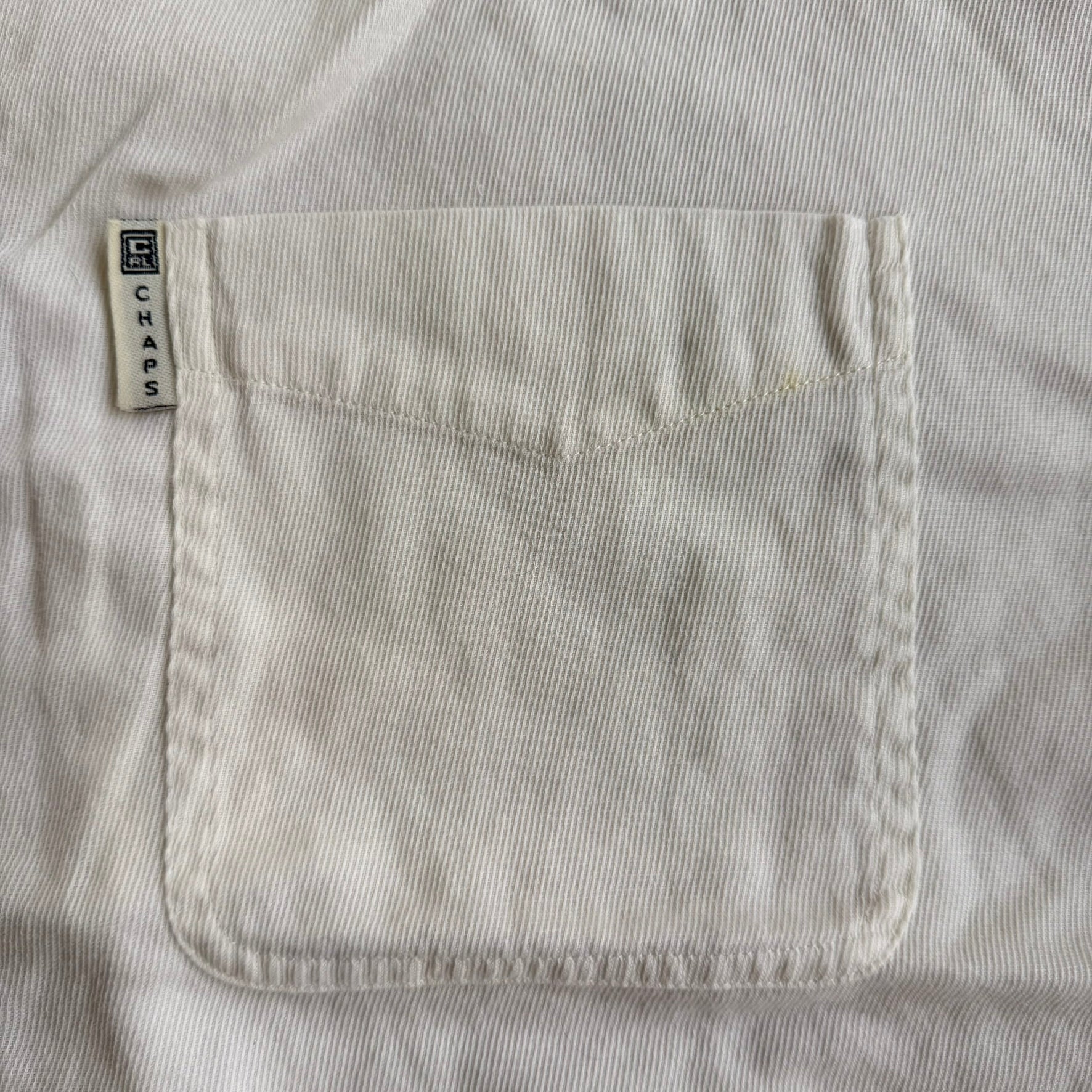 J- Vintage Chaps Ralph Lauren White Pocket Corduroy Button Down Shirt - L
