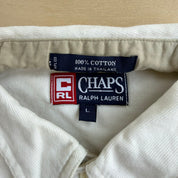 J- Vintage Chaps Ralph Lauren White Pocket Corduroy Button Down Shirt - L