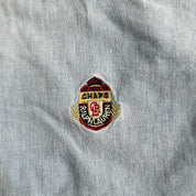 J- Vintage Chaps RL Embroidered Crest Lightweight Denim Button Down Shirt - L
