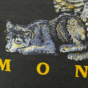 J- Vintage '91 Montana Wolves & Moon Graphic Made In USA Long Sleeve Tee - L