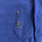J- Vintage Chaps RL Embroidered Crest Navy Button Down Shirt - M