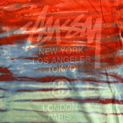 J- Vintage Stussy Cities Text Graphic Tie Dye Tee - S