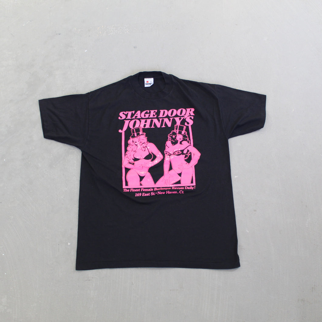 D- Vintage 90s Stage Doors Johnny's Burlesque Show Single Stitch Tee