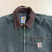 J- Vintage Carhartt Moss Green Blanket Lined Detroit Jacket - L