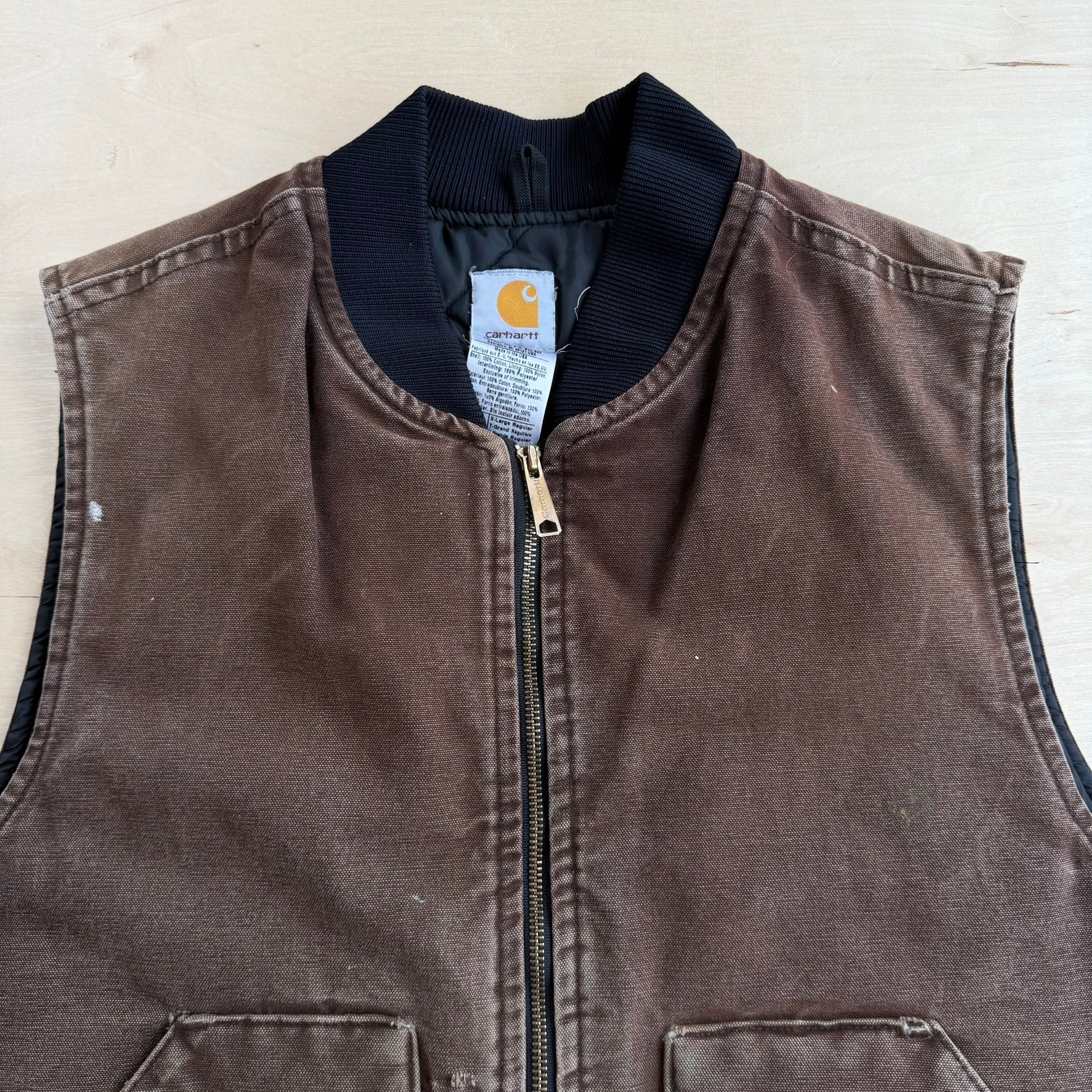 J- Vintage Carhartt Made In USA Chocolate Brown Work Vest - XL