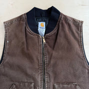 J- Vintage Carhartt Made In USA Chocolate Brown Work Vest - XL