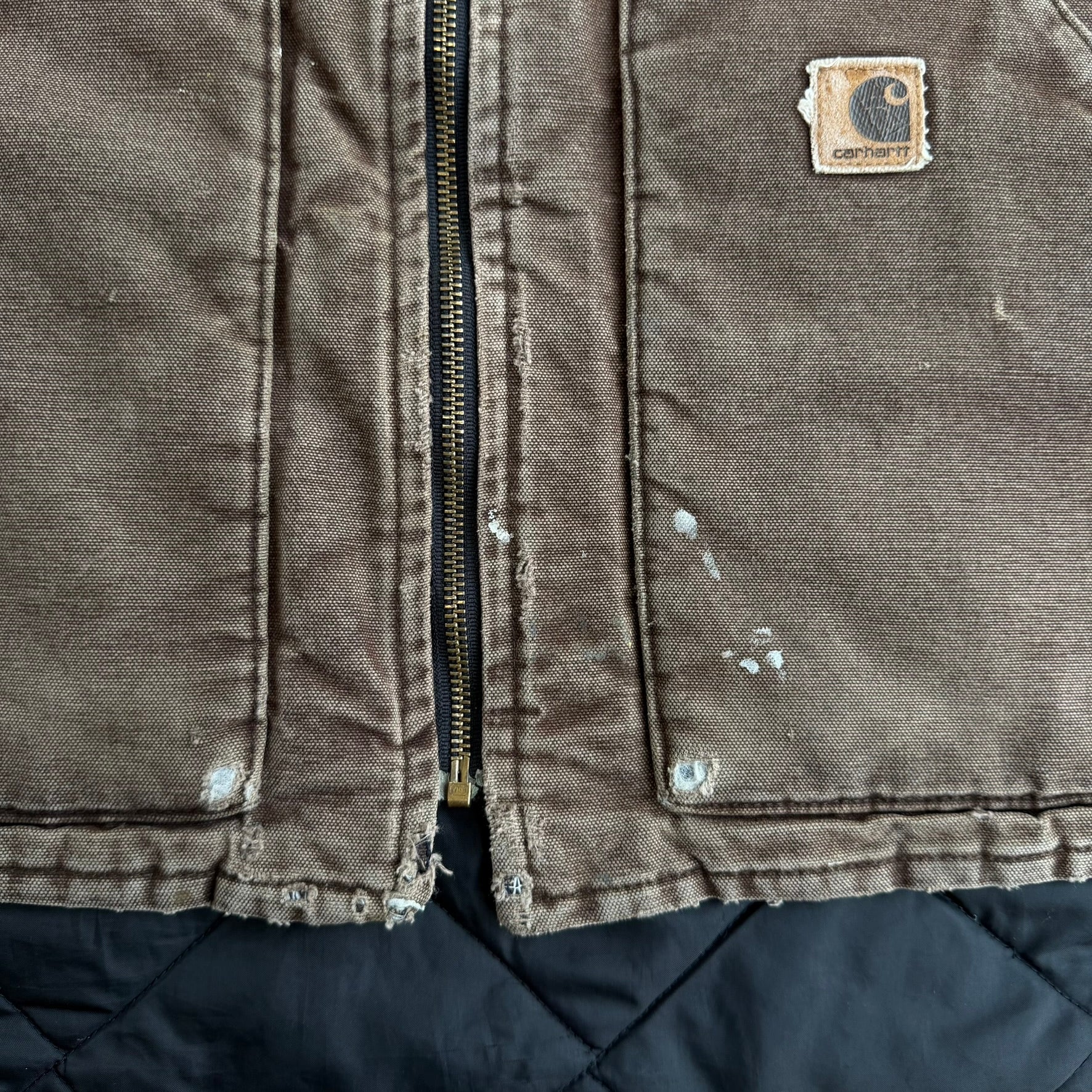 J- Vintage Carhartt Made In USA Chocolate Brown Work Vest - XL