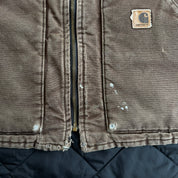 J- Vintage Carhartt Made In USA Chocolate Brown Work Vest - XL