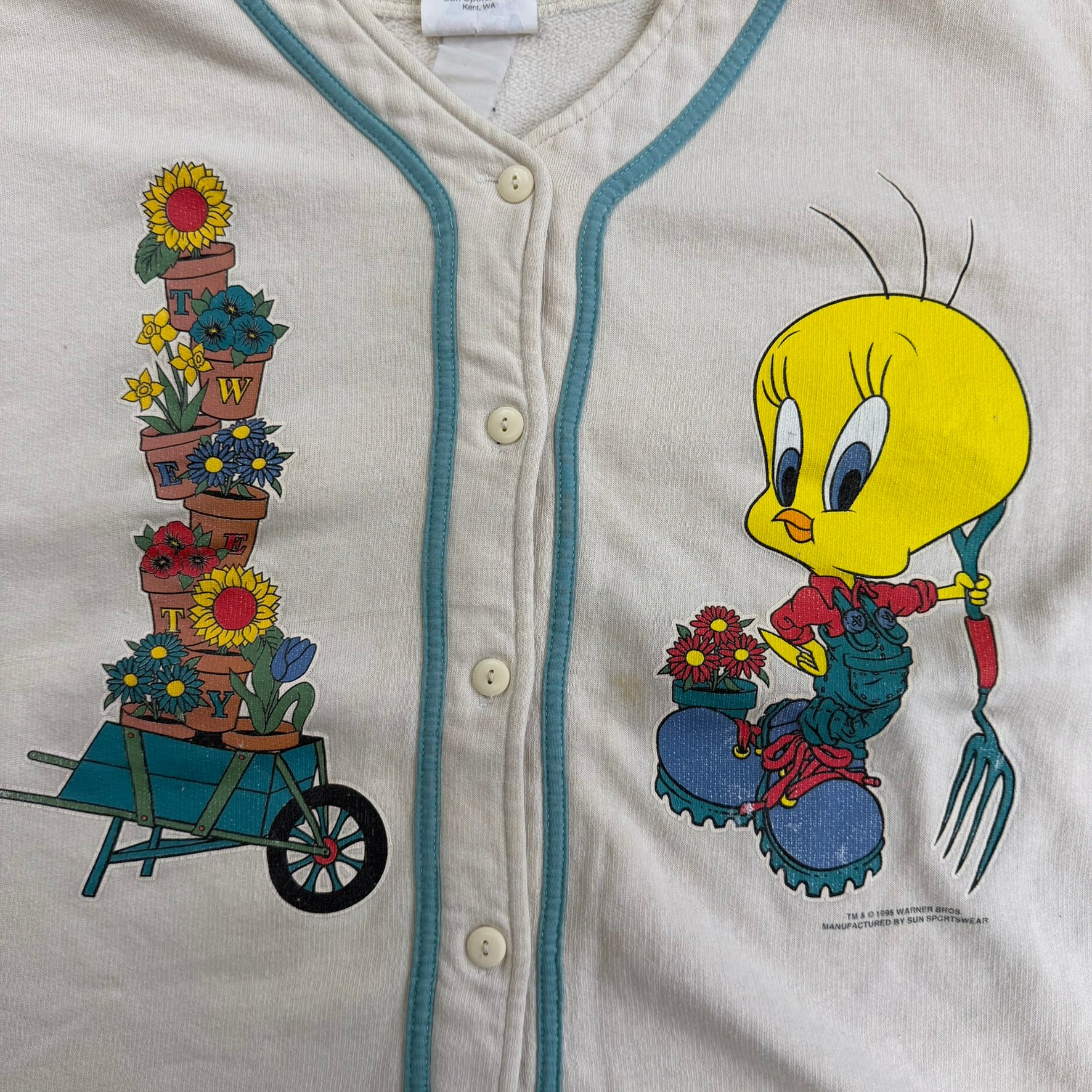 J- Vintage '95 Looney Tunes Tweety Bird Gardner Baseball Jersey - XL