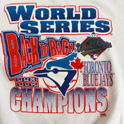 J- Vintage '93 Toronto Blue Jays MLB World Series Champions Graphic Crewneck - M