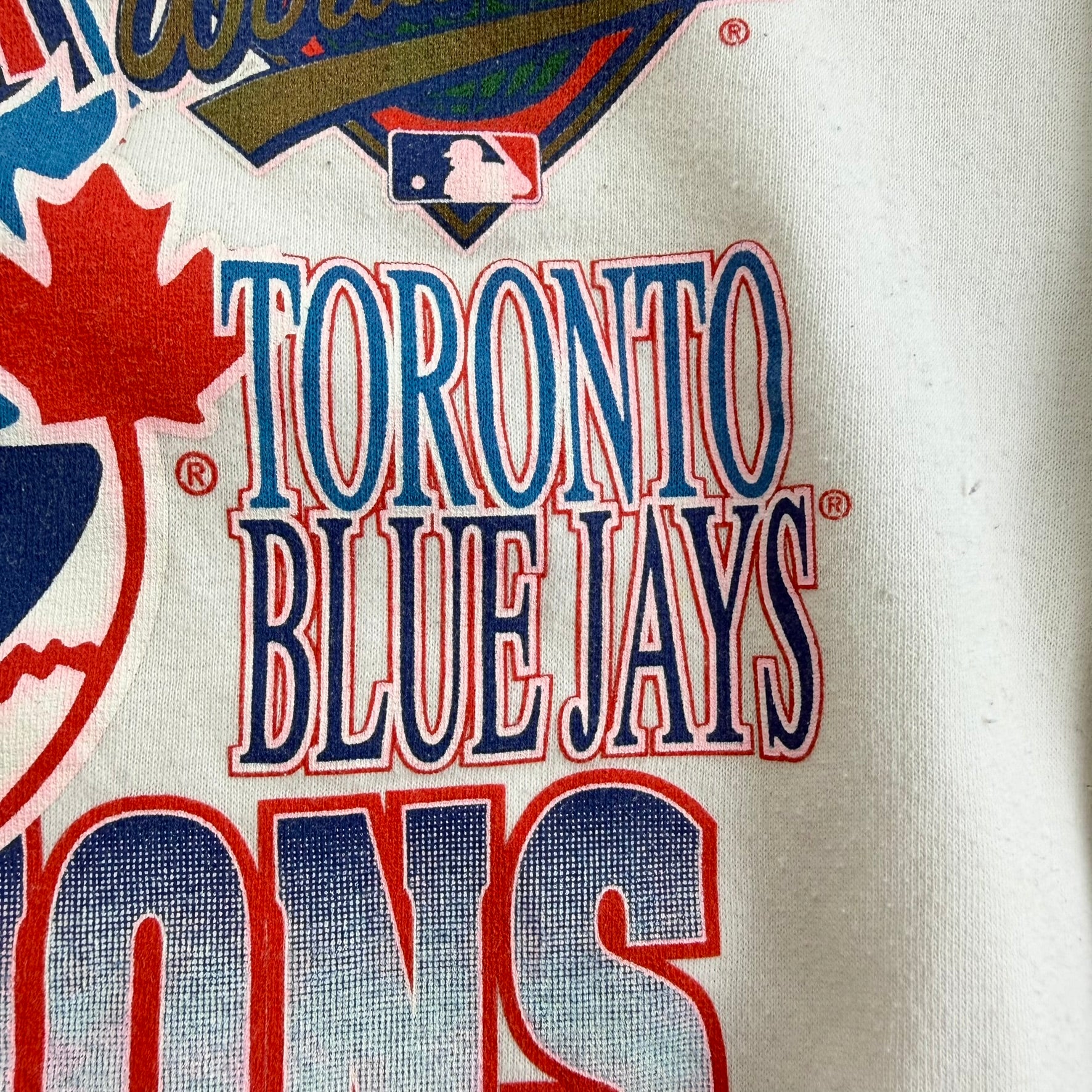 J- Vintage '93 Toronto Blue Jays MLB World Series Champions Graphic Crewneck - M