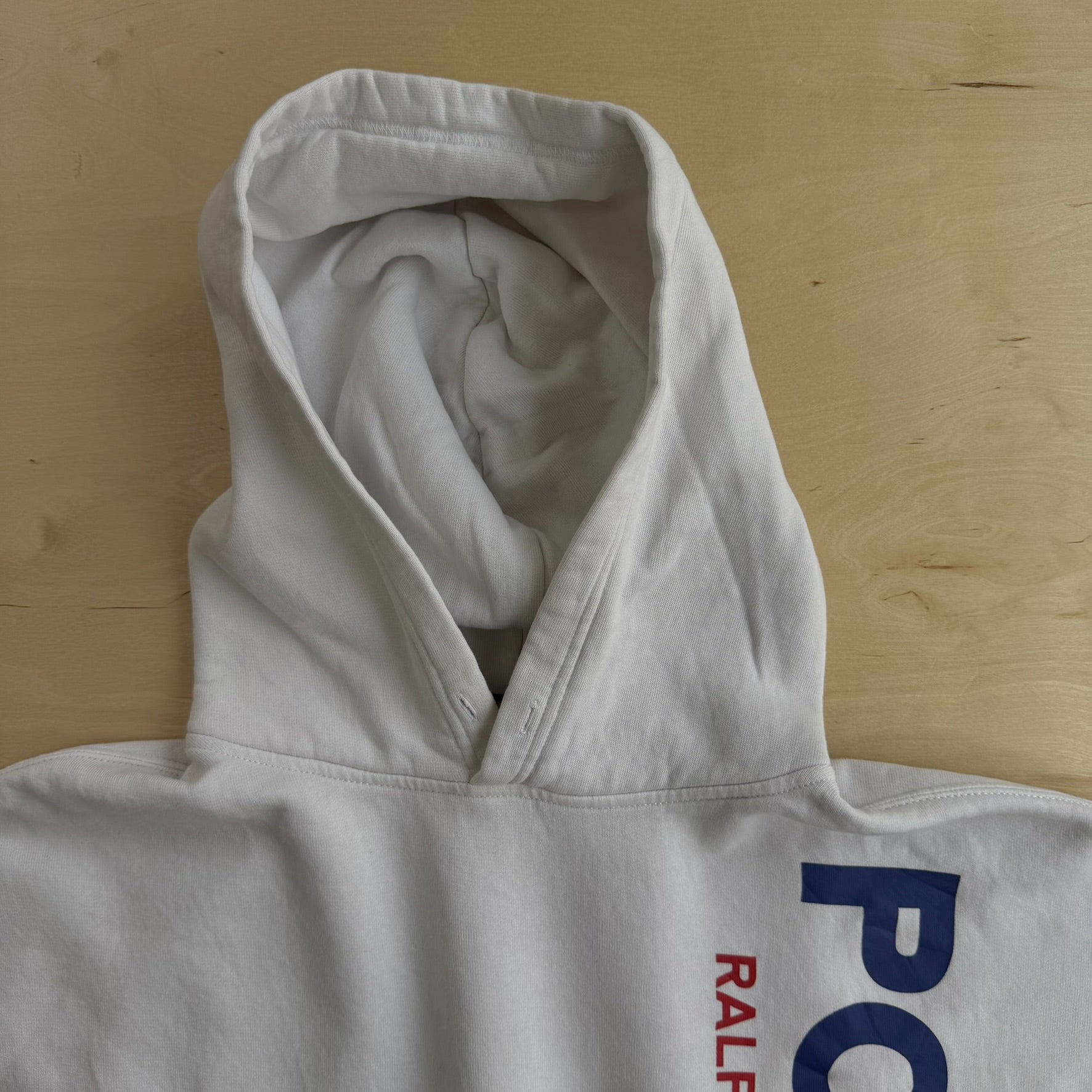 J- Vintage Polo RL Text Logo & Embroidered Patch Hoodie - L