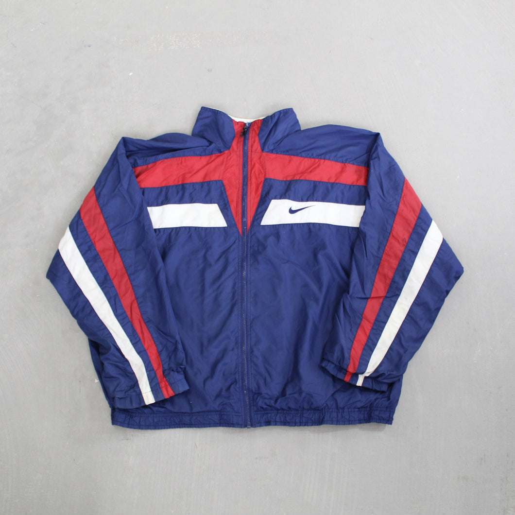 D- Vintage 90s Nike Color Block Zip Up Windbreaker Navy/Red