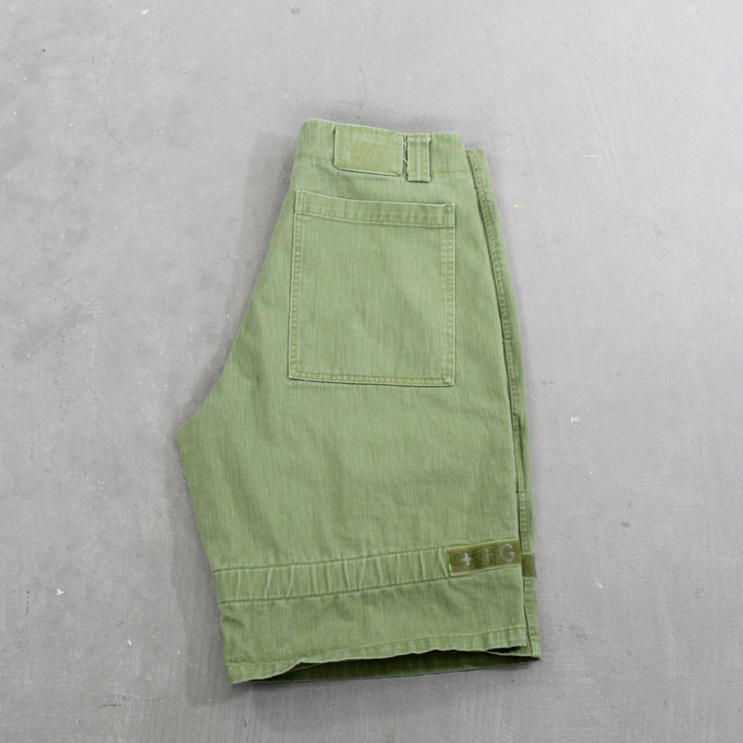 D- Vintage Marithé Francois Girbaud Green Denim Carpenter Jorts