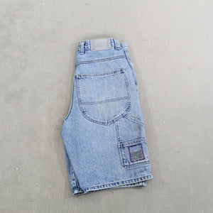 D- Vintage Marithé Francois Girbaud Embroidered Script Denim Carpenter Jorts