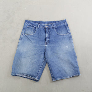 D- Vintage Fubu Embroidered Logo Back Pocket Denim Carpenter Jorts