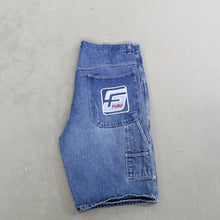 Load image into Gallery viewer, D- Vintage Fubu Embroidered Logo Back Pocket Denim Carpenter Jorts
