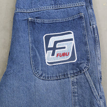 Load image into Gallery viewer, D- Vintage Fubu Embroidered Logo Back Pocket Denim Carpenter Jorts
