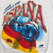 J- Vintage '98 World Cup Spain Flag & Text Graphic Single Stitch Tee - L