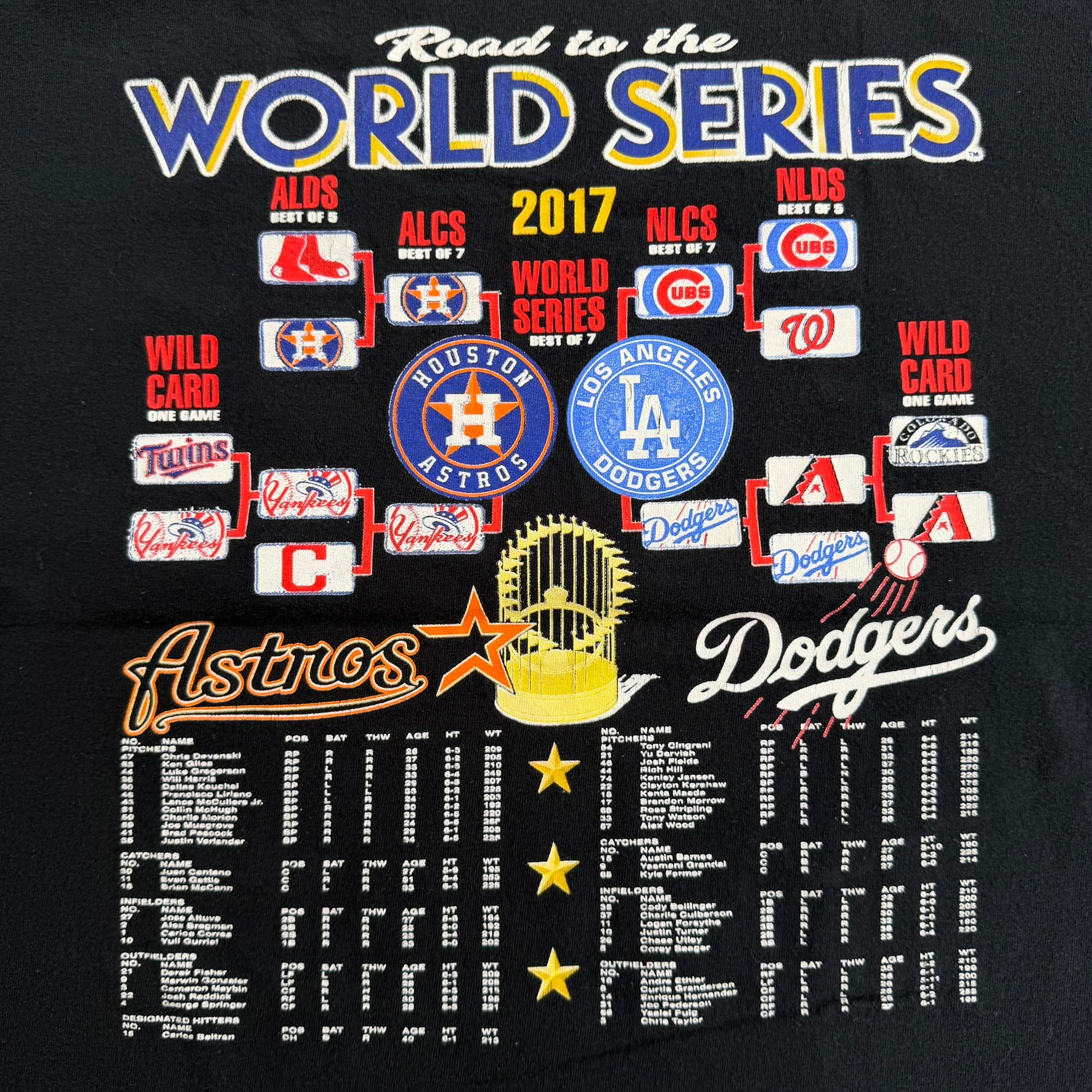 J- '17 MLB World Series Houston Astros Vs Los Angeles Dodgers Graphic Tee - L