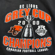 J- Vintage '00 BC Lions CFL Grey Cups Champions Graphic Crewneck - L