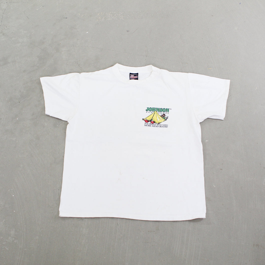 D- Vintage Big Johnson's Pup Tents Graphic Single Stitch Tee