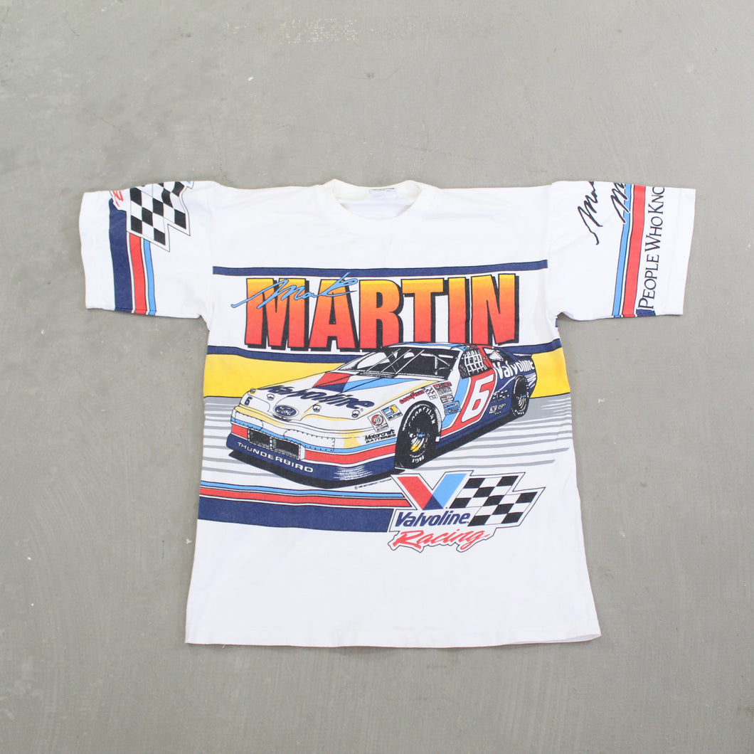D- Vintage 1993 Nascar Mark Martin Valvoline Jumbo Car Print Tee