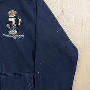 J- Vintage Polo Sport Ralph Lauren Embroidered Bear Zip Up Hoodie - L