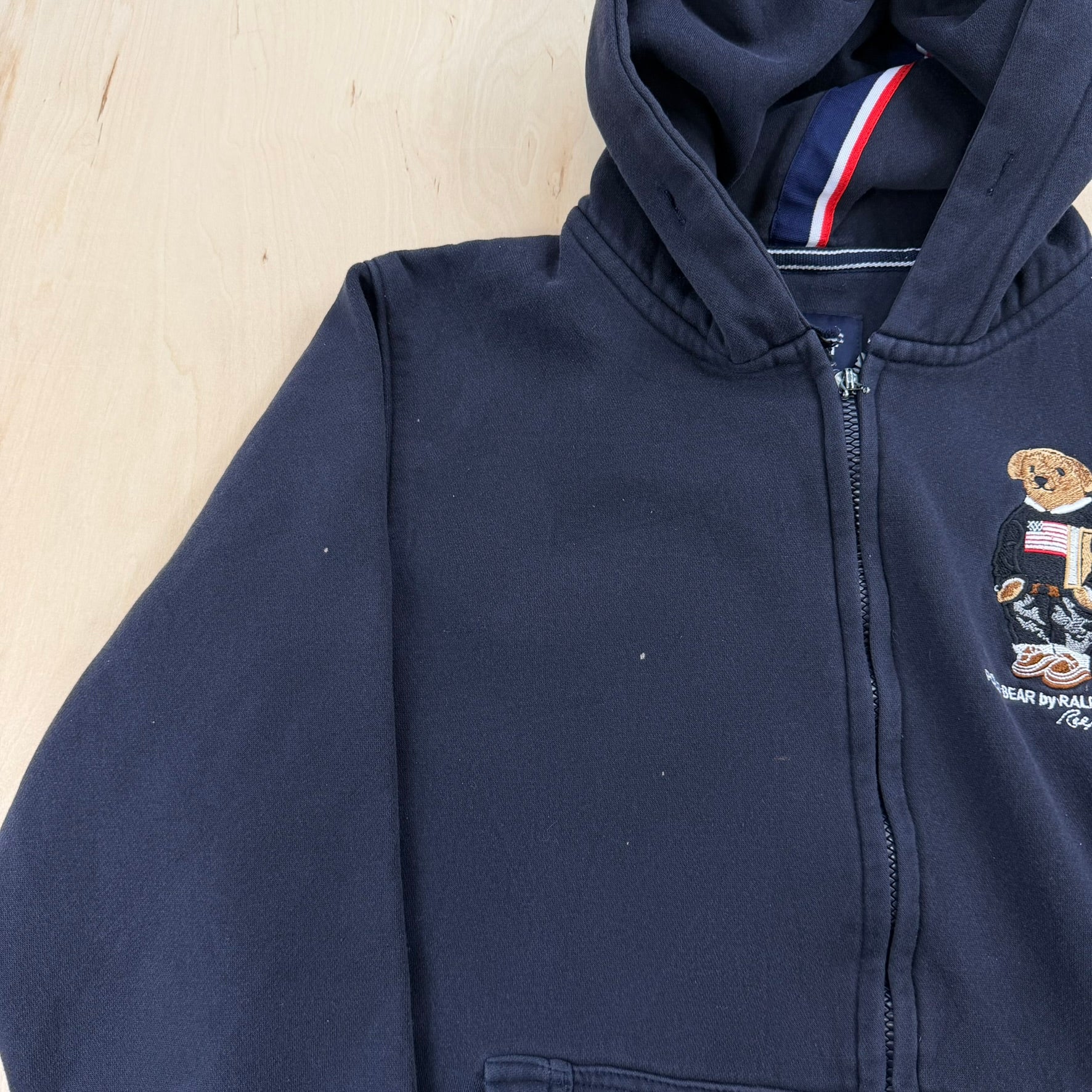 J- Vintage Polo Sport Ralph Lauren Embroidered Bear Zip Up Hoodie - L