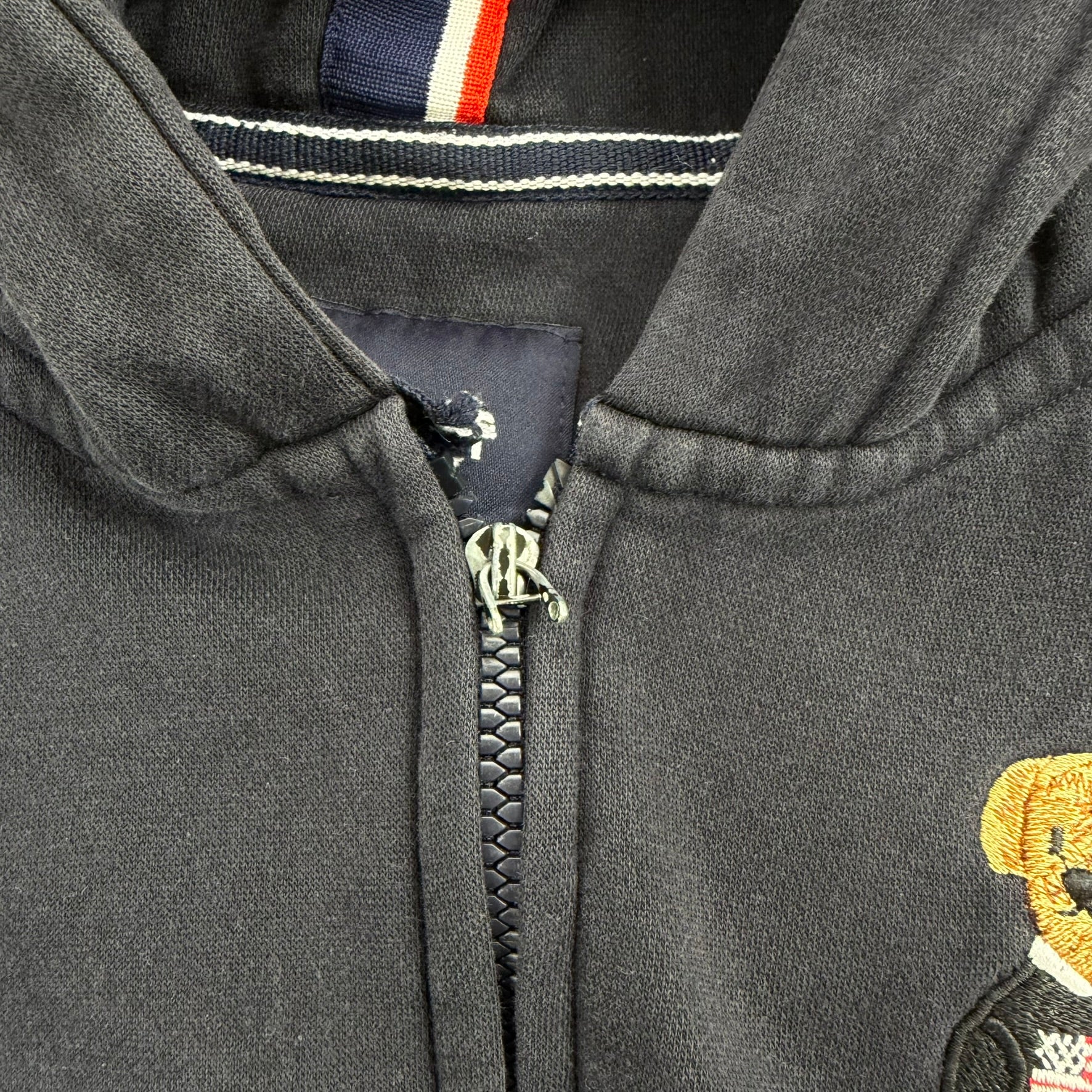 J- Vintage Polo Sport Ralph Lauren Embroidered Bear Zip Up Hoodie - L