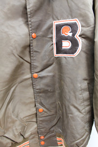 X - Vintage NFL Cleveland Browns Embroidered Satin Bomber Jacket