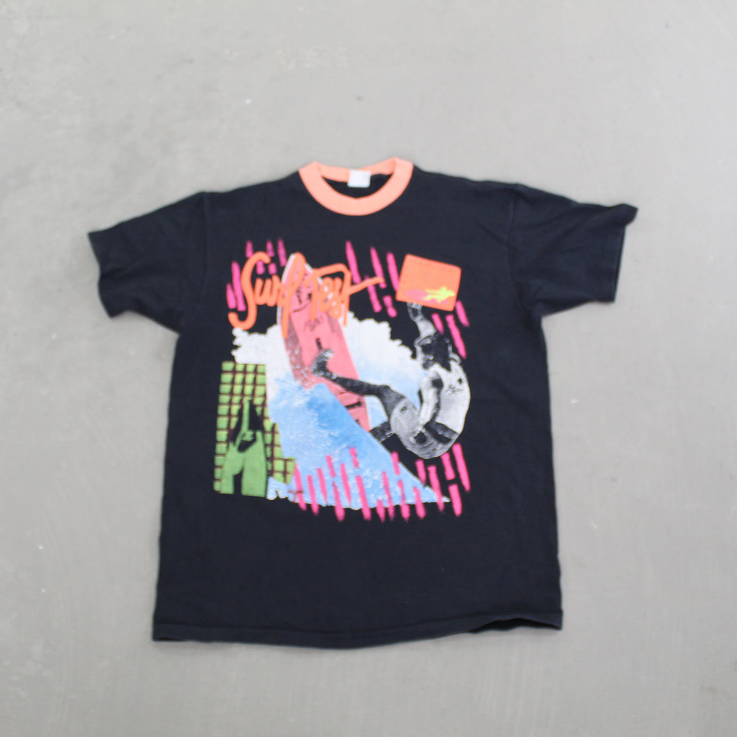D- Vintage Surf Fest Graphic Single Stitch Black Anvil Tag Tee