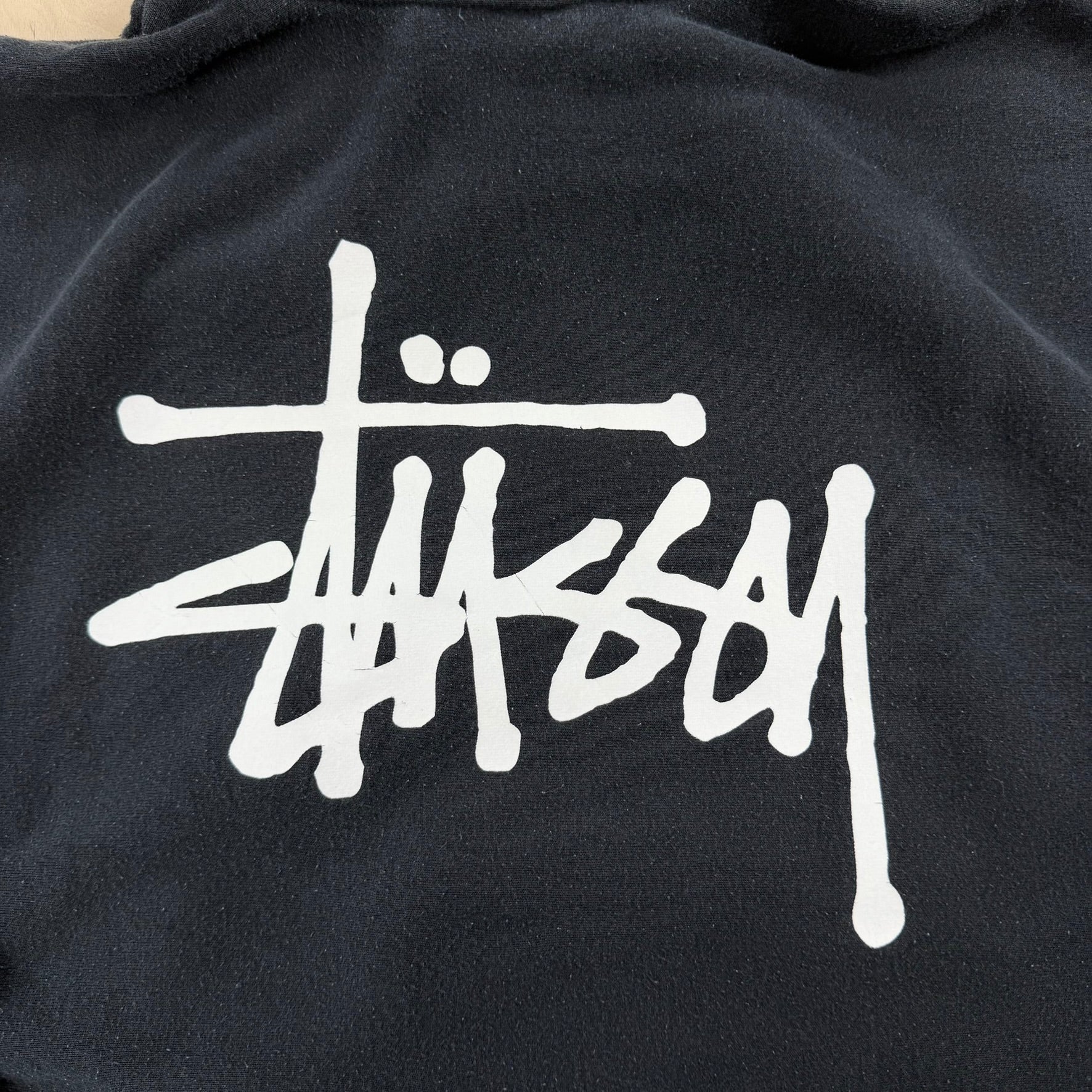 J- Vintage Stussy Cursive Logo Text Hoodie - M