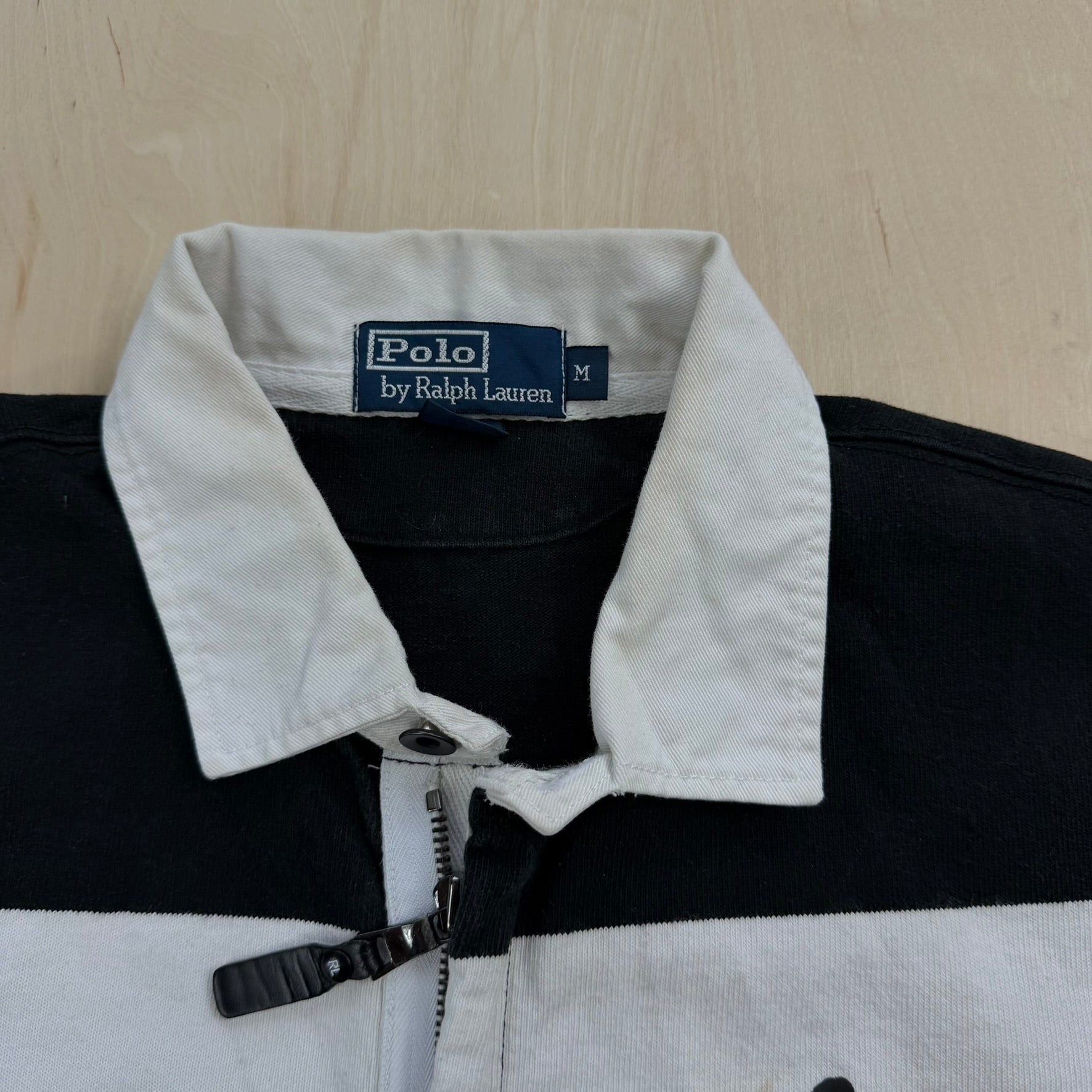 J- Vintage Polo Ralph Lauren Rugby Zip Up Rugby Sweatshirt - M