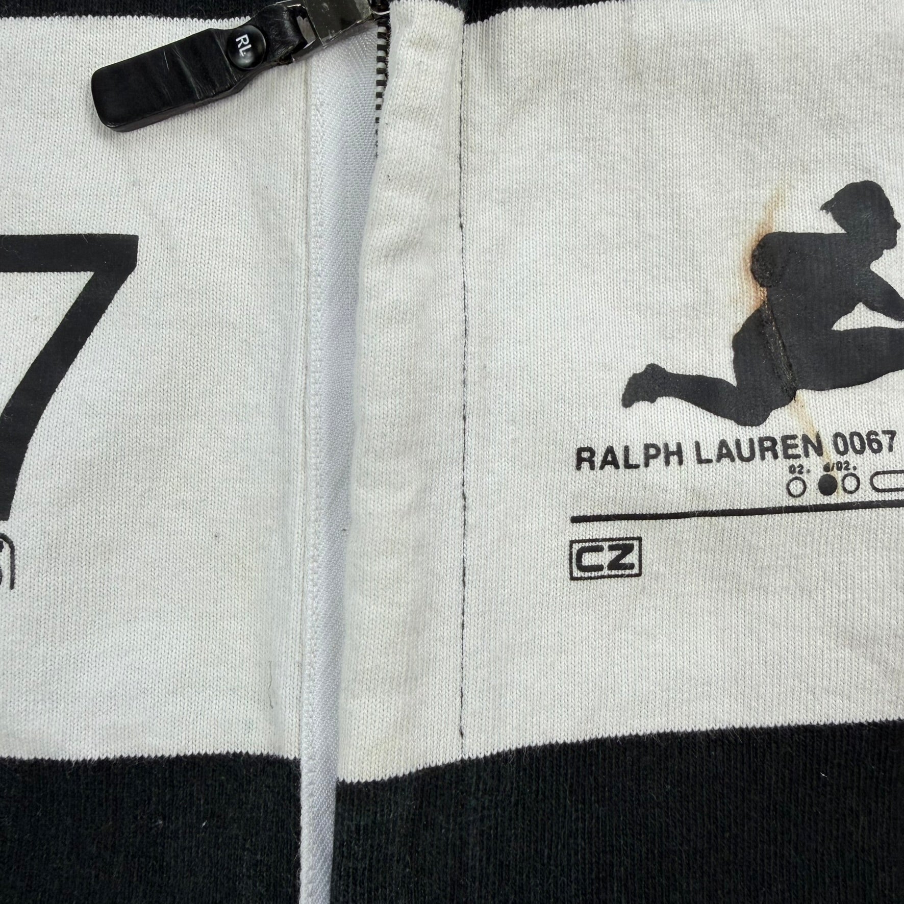 J- Vintage Polo Ralph Lauren Rugby Zip Up Rugby Sweatshirt - M