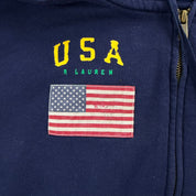 J- Vintage Polo Ralph Lauren Embroidered Logo Zip Up Hoodie - M