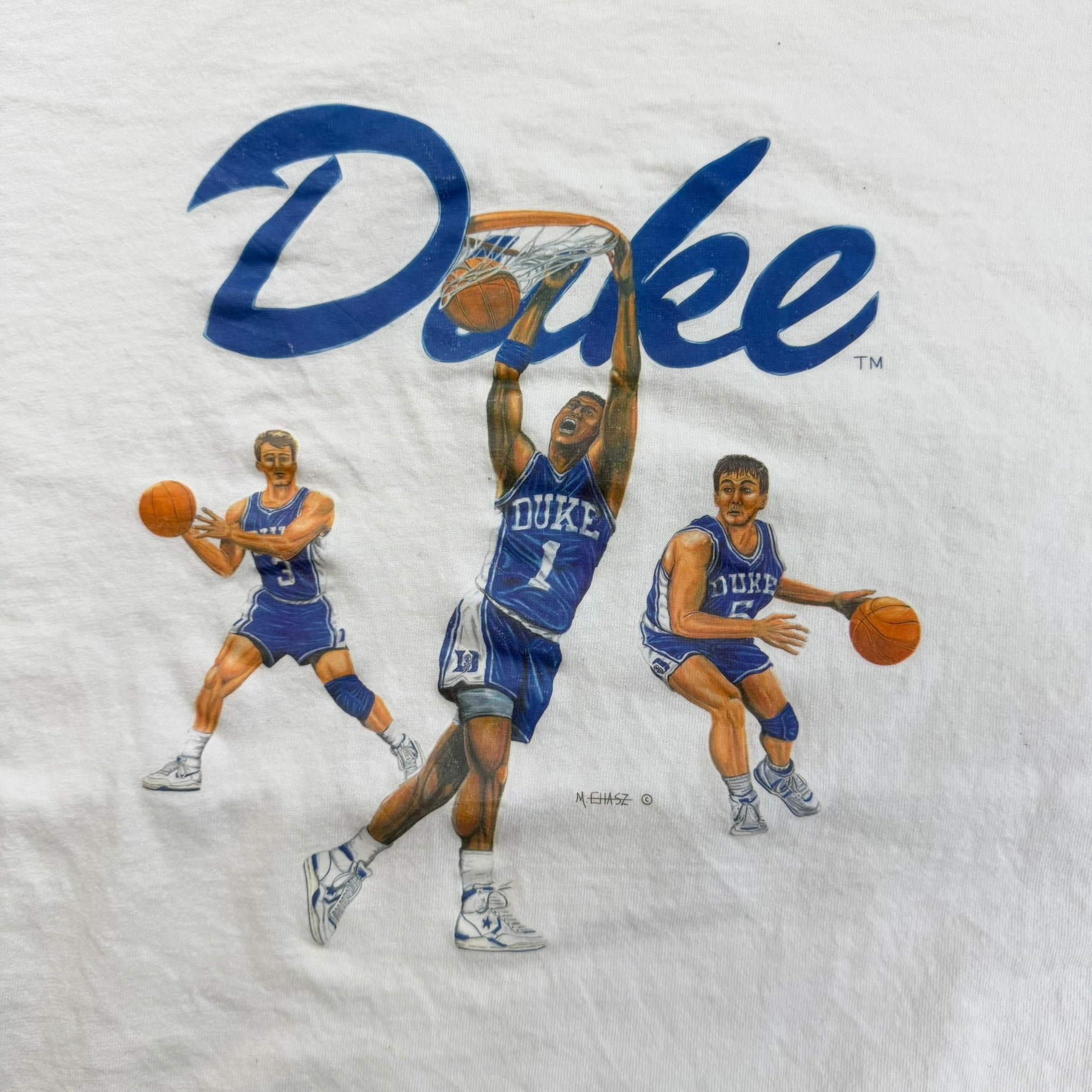 J- Vintage Duke University Blue Devils Basketball Made In USA Single Stitch Tee - XL