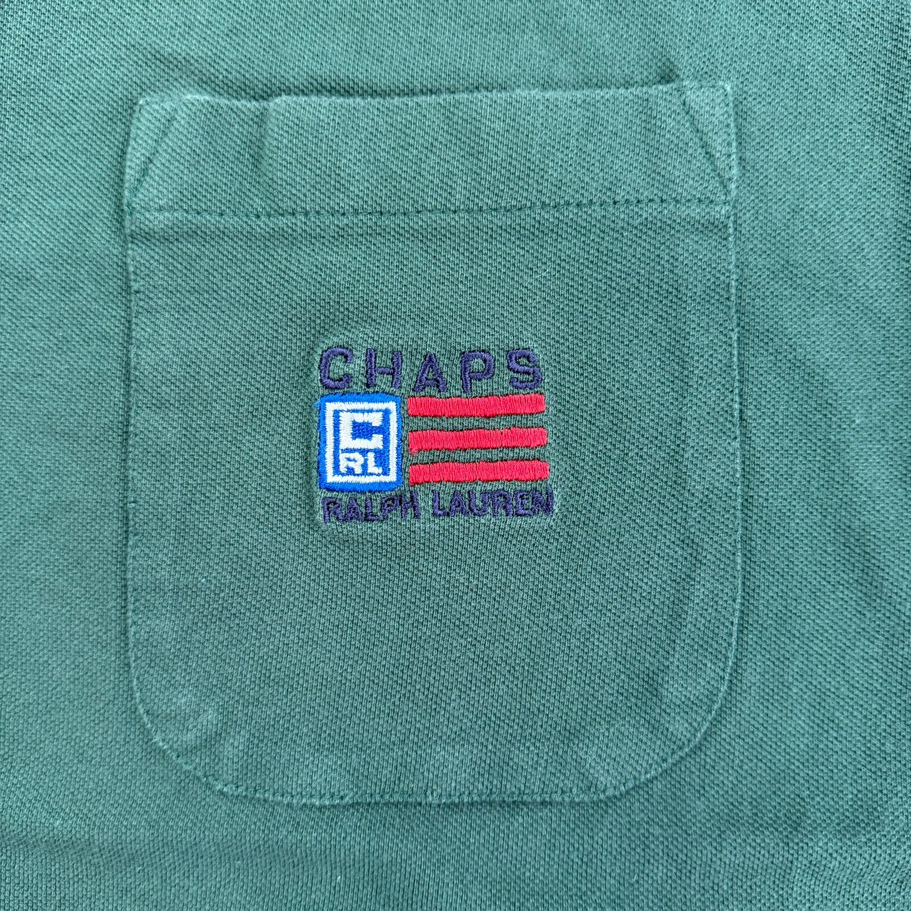 J- Vintage Ralph Lauren Chaps Embroidered Text Pocket Polo Shirt - 2XL