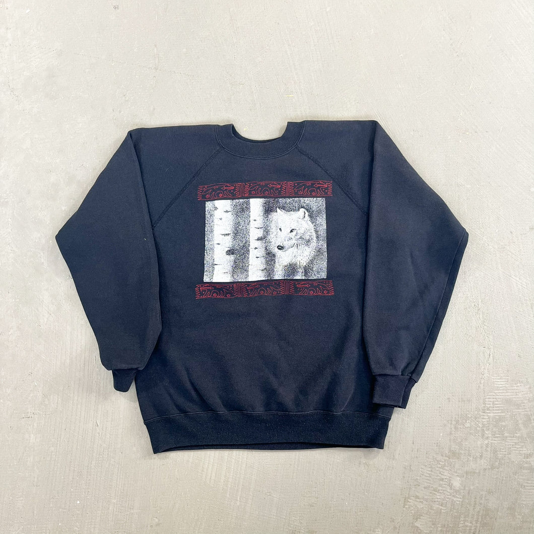 F- Vintage Fox & Trees Graphic Hanes Tag Crewneck