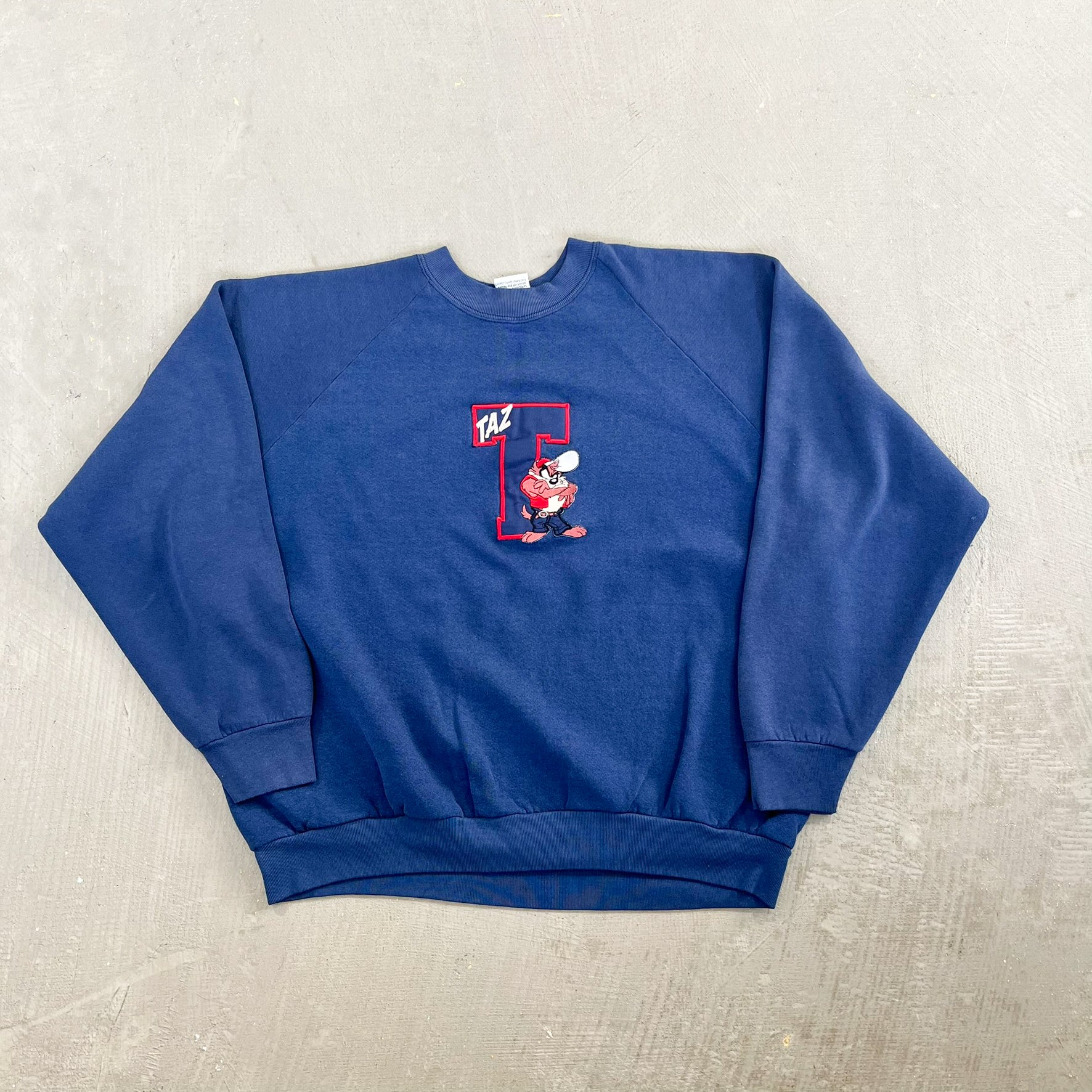 F- Vintage '92 Looney Tunes Taz Embroidered Graphic Crewneck