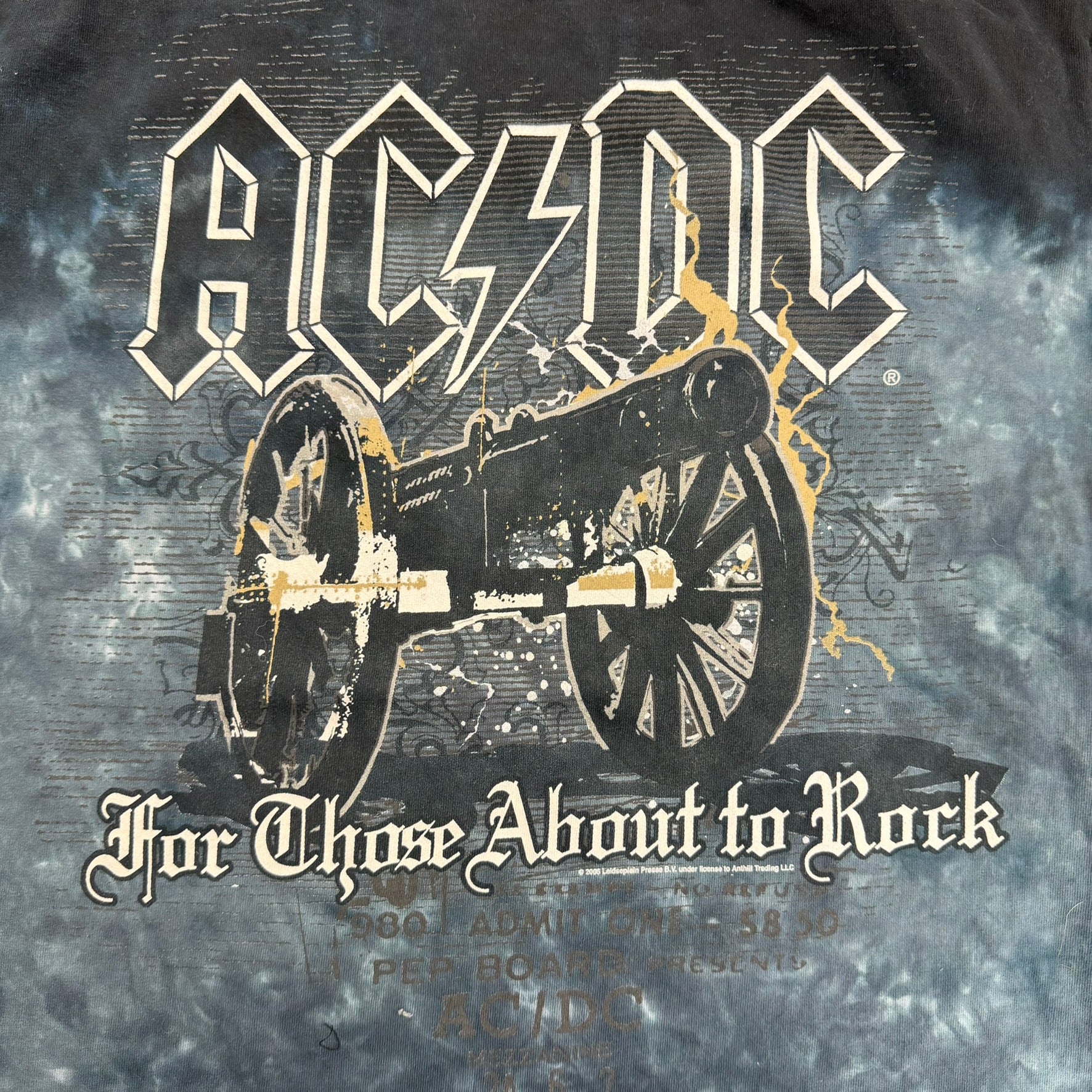 J- Vintage '06 AC/DC For Those About To Rock Liquid Blue Acid Wash Tee - L