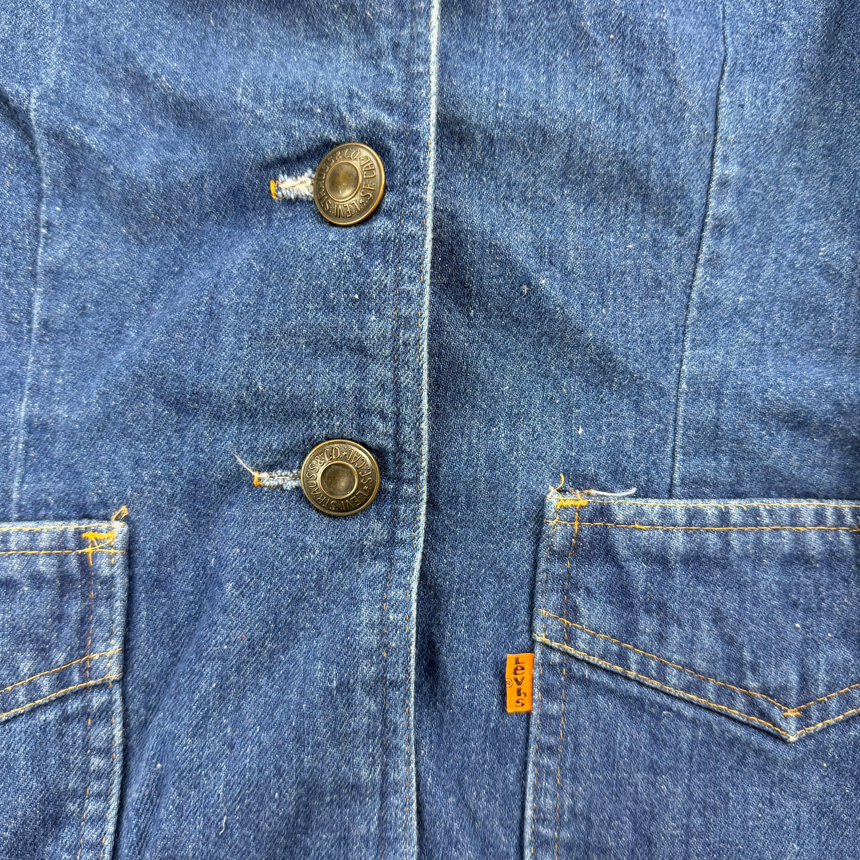 J- Vintage Levi's Strauss Made In USA Orange Bab 76068 0714 Denim Blazer - 9/10 (fits S/M)