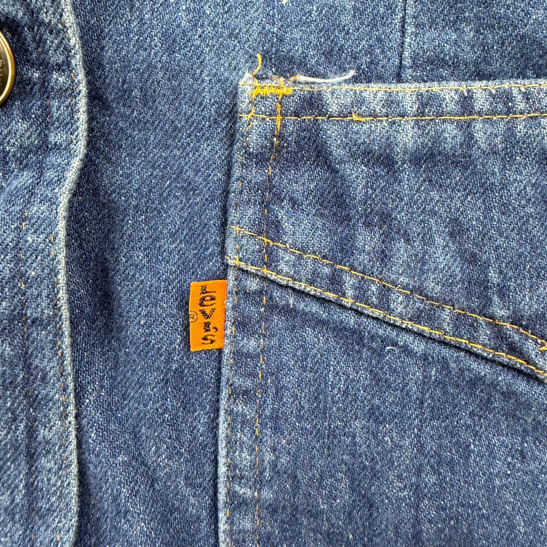J- Vintage Levi's Strauss Made In USA Orange Bab 76068 0714 Denim Blazer - 9/10 (fits S/M)