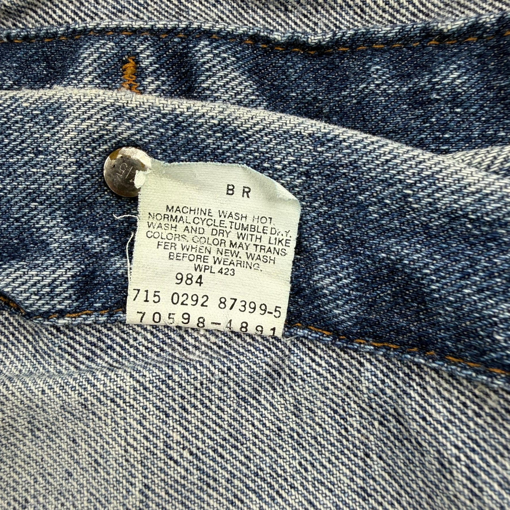J- Vintage Levi's Type III Made In USA Denim Jacket - XL