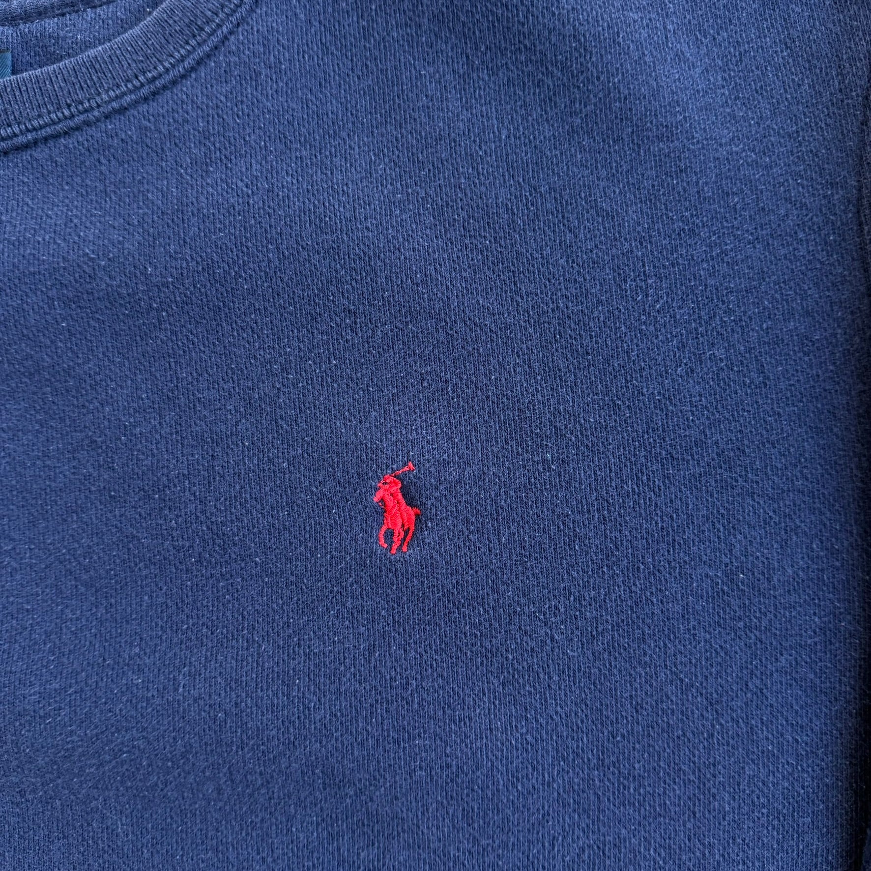 J- Vintage 90s Polo RL Embroidered Logo Navy Crewneck - L