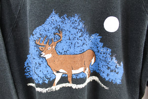 X - Vintage Deer & Moon Fruit Of The Loom Crewneck