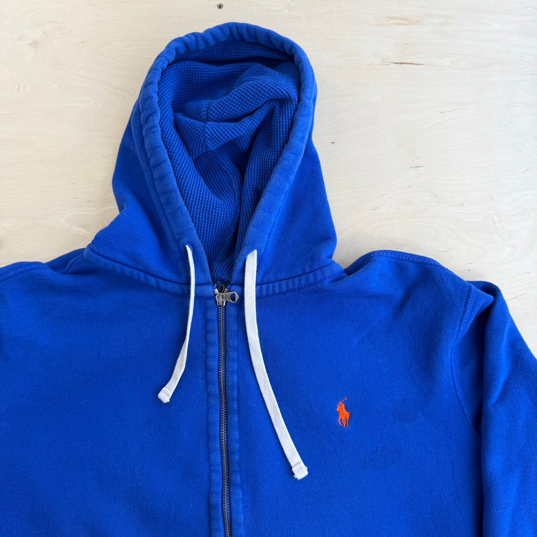 J- Vintage Polo RL Embroidered Logo Blue Zip Up Hoodie - 2XL