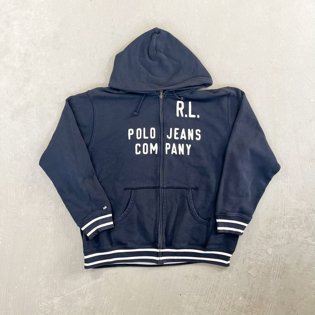F- Vintage Polo Jeans Ralph Lauren Embroidered Zip Up Hoodie